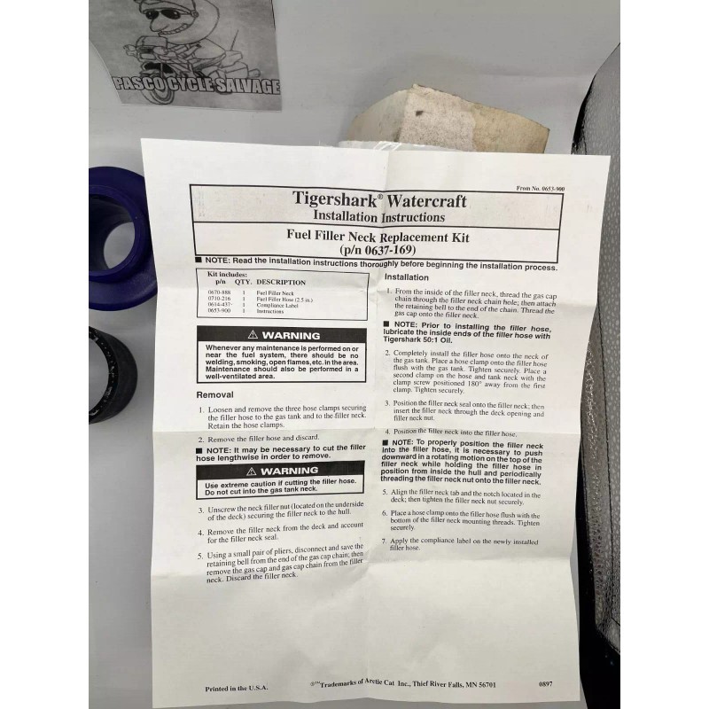 Tiger Shark NOS- GENUINE Arctic Cat Tiger Shark Fuel Filler