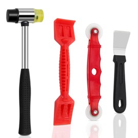 GIONAR 4PCS Window Glazing Tool Kit - Heavy-Duty Glazing Hammer, Glazing Shovel, Paddle & Red Window Roller for Efficient Window Fitting, Bead Removal & Deglazing - Complete Glazing Tools Set