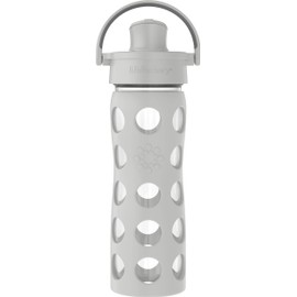 Lifefactory 16oz Active Flip Cap, Cool Grey Glass Water Bottle