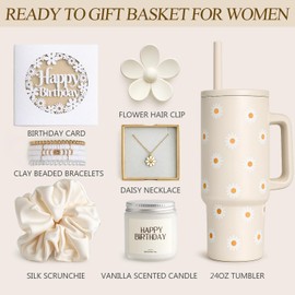 Birthday Gifts for Teen Girls Women - Cute Teen Girl Gifts with Daisy Tumbler - Happy Birthday Box for Women Her Sister Best Friend Daughter Female of All Ages (Daisy)