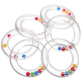 Toyvian Set di 6 sonagli trasparenti per bambini, anelli sensoriali con sfere da rotolare, sfere visibili da inserire nel campanellino per stimolare la presensione dei molari dei bambini