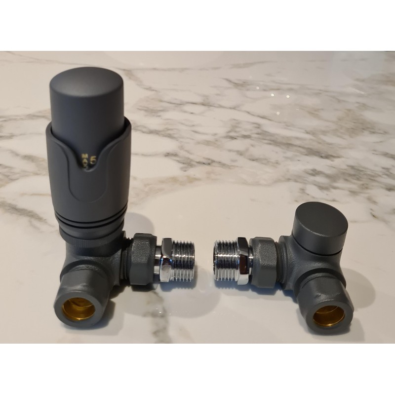 Team Controls Anthracite Grey Corner TRV Thermostatic Radiator Valve &