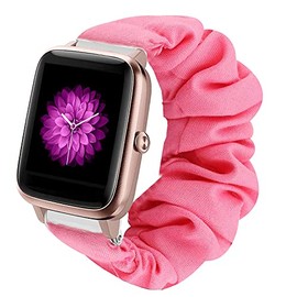 Compatible with Orit Smart Watch Bands, Giaogor Fabric Elastic Scrunchie Elastic Watch Band Women Cute Replacement Straps Compatible with Orit Smart Watch/Fitpolo Smart Watch 1.3 (Pink)
