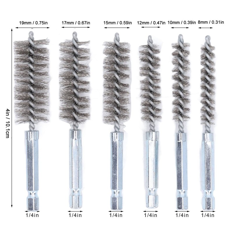 Walfront 6PCS Hole Cleaning Brushes Bore Brush Twisted Wire Cleaning