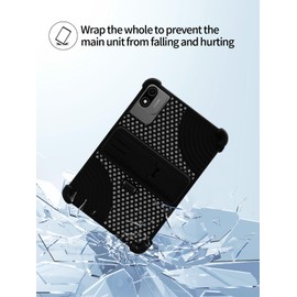 Case for Headwolf W6 Android 10 inch Tablet,Soft Silicone Adjustable Stand Cover Lightweight Kids Friendly,Hollow Design Facilitates Heat Dissipation,with Capacitive Pen，Black.