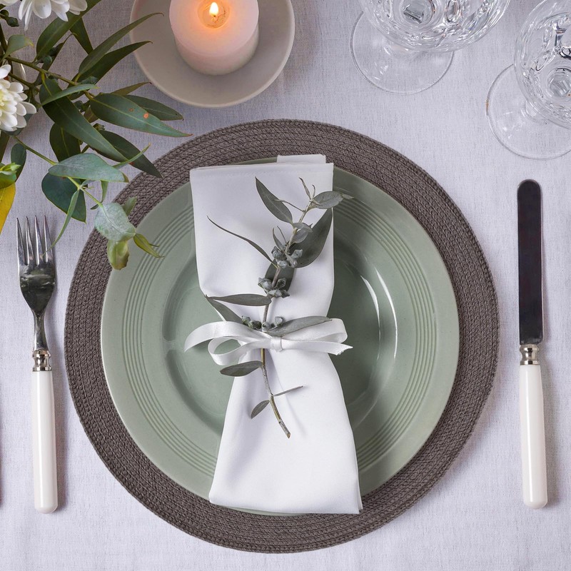 Brown Placemats Set of 4 Round Braided Placemats Plastic Woven