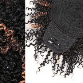 Elvirgel Afro Puff Drawstring Ponytail Extension for Black Women with Kinky Curly Bun Hair Ponytail with Bangs