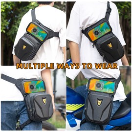 RZAHUAHU Motorcycle Drop Leg Bag Waist Pack for Men Women Waterproof Hip Bag with Touch Screen Phone Bag Outdoor Fanny Pack Hiking Cycling Accessories