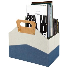 EZDeco Magazine Basket Holder,Magazine Rack Floor,Newspaper Book Storage Bin Foldable Document File Holder,File Folder Organizer for Home or Office