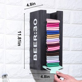 GoFika Can Cooler Holder Dispenser Wall Mounted Wood Black 'BEER:30' Storage for Home & Bar