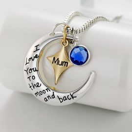 PHOCKSIN Birthday Presents for Mum September Birthstone Necklaces Mum I Love You to The Moon and Back