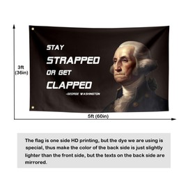 ToFlagify Stay Strapped or Get Clapped Funny Quote Flags Meme Cool Flags Banner 3x5 ft Room Guys College Dorm Bedroom Man Cave Girls Wall Decor Outdoor Indoor Hilarious, Two Copper Grommets