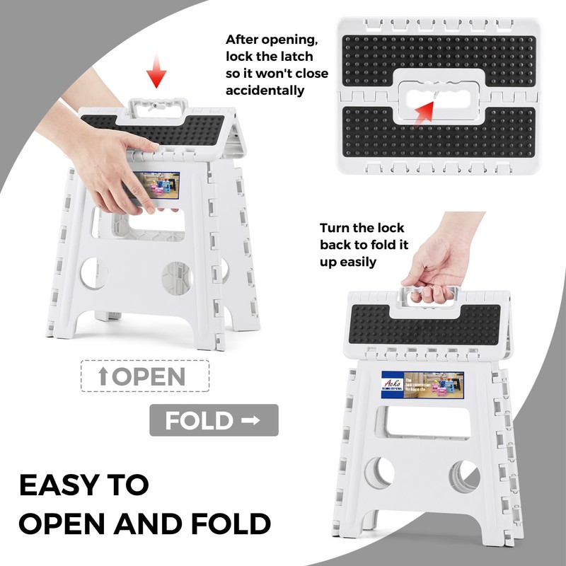 ACKO Folding Step Stool - 13" Height Premium Heavy Duty