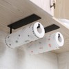 Black Paper Towel Holder, Self-Adhesive Kitchen Roll Dispenser Under Cabinet,