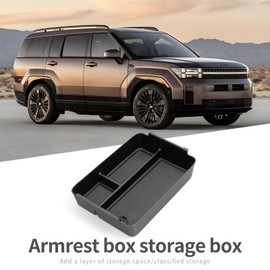 smabee Center Console Organizer for 2024 2025 Hyundai Santa Fe Armrest Storage Box ABS Storage Tray Insert Interior Accessories Black