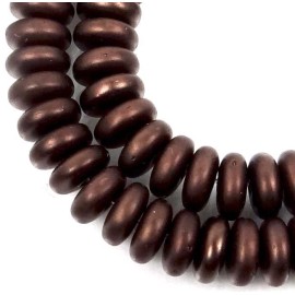 50 Czech Glass Rondelle Beads - Matte - Dark Bronze 6x2mm