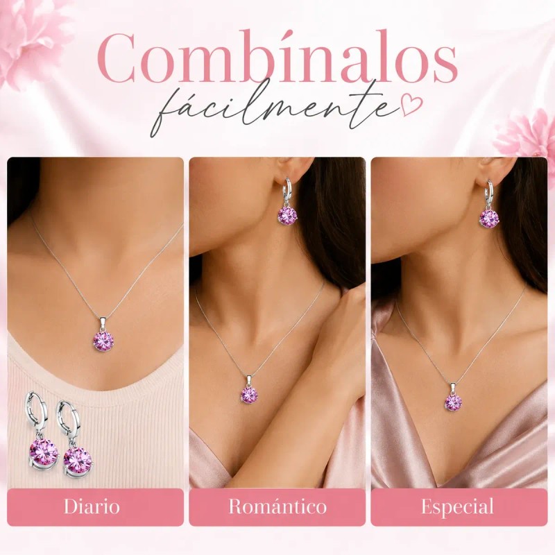regalos mujer joyeria - Collar De Plata 925 Moissanita Rosa