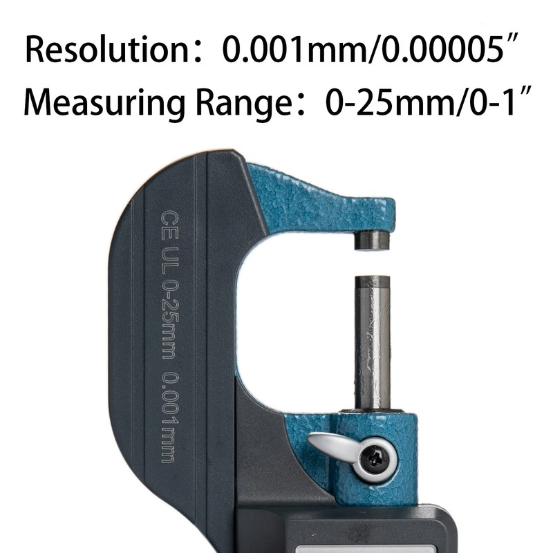 Beslands Digital Micrometer 0-1" / 0-25mm Electronic Display Gauge Resolution