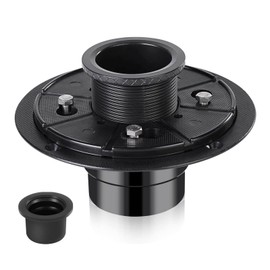 BARONAGE Shower Drain Base Flange Kits ABS Base, 2 Inch Adjustable Thread Adapter with Rubber Gasket for No Hub Linear & Square Drain Installation