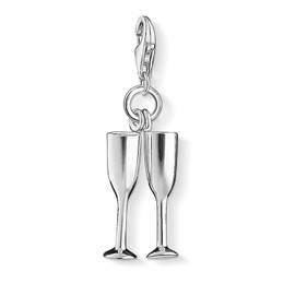 Thomas Sabo Women Charm Pendant Champagne Flutes Charm Club 925 Sterling Silver 1288-001-12