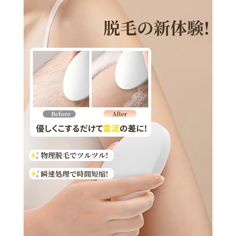 Hair Removal Device, Just Rub, Painless, Exfoliation, Nano Glass, Physical