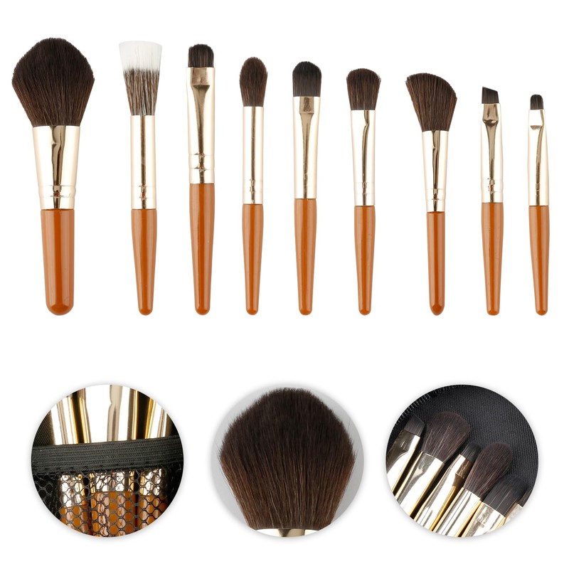 Bojueshaw 9pcs Makeup Brushes Set,Mini Cosmetic Brushes,Portable Travel Make Up
