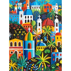 Cross & Glory - Vivid Vistas of Mexico - 1000 Piece Jigsaw Puzzle for Adults | Vibrant Folk Art Puzzle | Best New Mexican City Puzzle | Eco-Friendly & Challenging