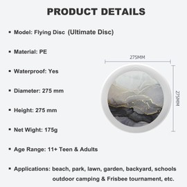 Uanvaha Marble Flying Discs Abstract Grey Golden Waves Marble Pattern Ultimate Disc Equipment 175g for Teens Adults Beginners and Advanced Players