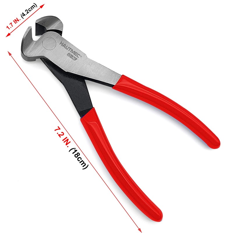 HAUTMEC End Cutting Pliers 7" Flush Cut Carpenters Pincers Nail