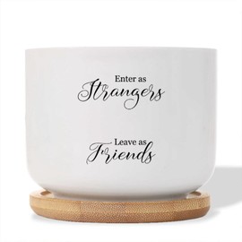 DecStic Enter As Strangers, Leave As Friends Ceramic Planter Bible Verse Planters for Indoor Plants with Drainage Holes and Saucers Pot for Home Office Decoration
