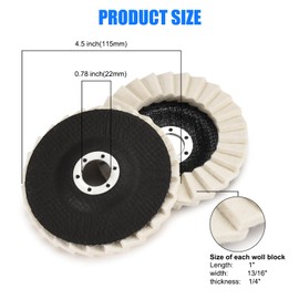 Wool Flap Buffing Wheel Pad Wool Polishing Wheel Felt Polishing Flap Discs 4.5 inch for Angle Grinder, Stainless Steel, Marble, Stone, Furniture, Car Wax for Surface Finishing and Restoration 6pcs