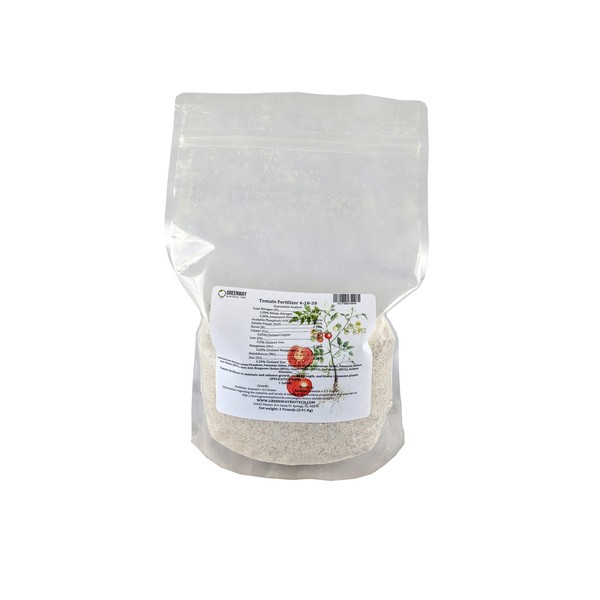 Tomato Fertilizer 4-18-38 Powder 100% Water Soluble Plus Micro Nutrients and Trace Minerals"Greenway Biotech Brand" 2 Pounds (Makes 400 Gallons)