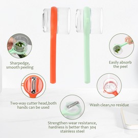 Tefola 2PCS Pelador de Verduras con Recipiente, Pelador con Cuchilla Acero Inoxidable de Doble Cara, Pelapapas Multifuncional Verduras y Frutas, Fácil de Limpiar, Empuñadura Ergonómica