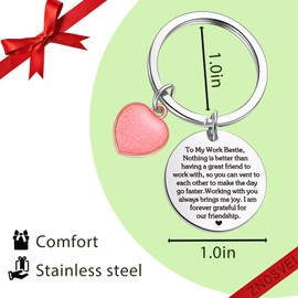 ZNOSVEI Work Bestie Gifts For Women Work Friendship Gifts Coworker Gifts Work Bestie Thank You Keychain Work Gifts For Coworkers Friend Gift For Women Work BFF Jewelry Office Keychain
