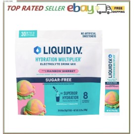 Liquid IV Hydration Multiplier RAINBOW SHERBERT 30 On-The-Go Sticks SUGAR FREE