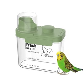 SQUSIMEI 1.7 Qt/1.6 L Bird Seed Storage Container with Lids Airtight Measuring Cup, Bird Seed Dispenser Pet Food Container Are Used to Store Bird Food, Chicken Feed BPA Free (1.6L, Green)