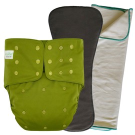 EcoAble Adult Cloth Diaper Cover 2.0 with Insert and Prefold, Reusable Incontinence Briefs | Protective Underwear for Special Needs Teens, Men and Women (Medium, Olive Green)