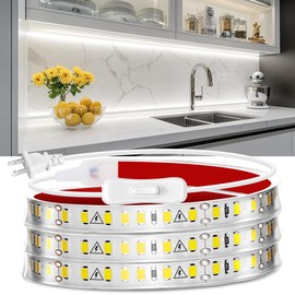 maylit Under Cabinet Strip Lighting Plug in 48in, Ultra Bright Small LED Light Bar, 6000K Cool White, 110V-120V Wired Lights for Kitchen Cabinet, Counter, Workbench, Desk, Closet, Shelf, Indoor