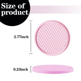 Sodcay 4 PCS Car Cup Holder Coaster, 2.75In PVC Anti Slip Cup Holder Insert Coaster, Honeycomb Waterproof Fixed Tea Coaster, Universal for Vehicle Interior Cup Mats (Pink)