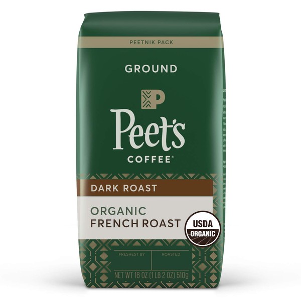 Peet's Coffee Organic French Roast, Dark Roast Ground Coffee, 18 oz