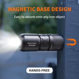 Kawa Diary EDC Rechargeable Adjustable Focus Keychain Flashlight, 180 lumens Two-Stage Adjustable Portable LED, Built-in Environmentally Friendly Replaceable Lithium Battery, with Magnetic Attraction