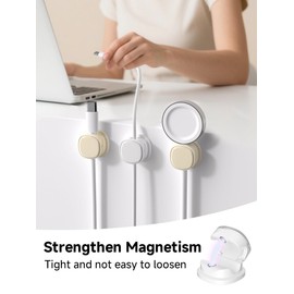 Magnetic Cable Clips, Adjustable Cord Holder Management, Adhesive Wire Keeper Organizer for Home Office Desk Phone PC Car Wall Desktop Nightstand Appliance (9-PCS White & Apricot)