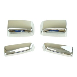 Tow Mirror Cap Chrome Kit Set of 4 Compatible with Chevy GMC Pickup without Temp Sensor