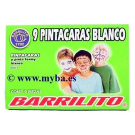 Barrilito Crayones Pintacaras color Blanco. Blíster con 9 pzs. BASE9