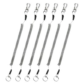 6X Fishing Lanyards Boating Ropes Kayak Secure Pliers Lip Grips Tackle Fish Tool, TPU Coated Safety Lines with Zinc Alloy Lobster Clip, 110cm Max Length