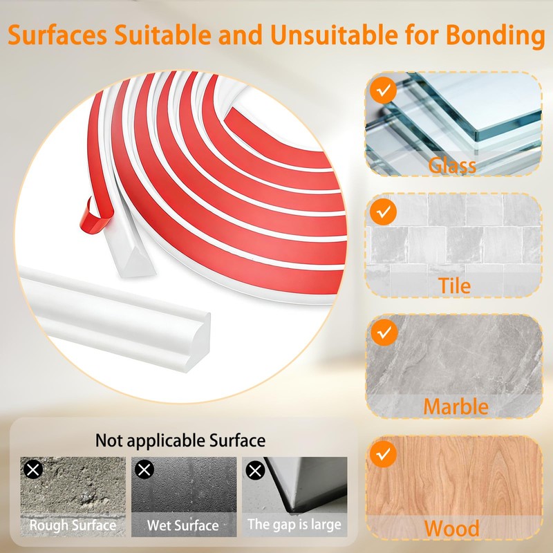 Peel and Stick Wall Molding Trim, 1/2 in x 9.84