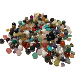 Crystal King Approx. 200-Piece Mix of Semi-Precious Stones, Round Beads, Natural Gemstones, Stone Beads, Healing Stones, Semi-Precious Stone Beads, Craft Beads, Rose Quartz, Craft, Jewellery Beads