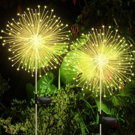 CNMTCCO CNMTCCO 2 Stck Solar Feuerwerk Gartenlichter,120 LED Solar Gartenleuchten,8 Modi Solar Pusteblume Wasserdicht Solarleuchten,Warmwei? Solar Garten Deko,fr Au?en Garten Wege Rasen Balkon Deko