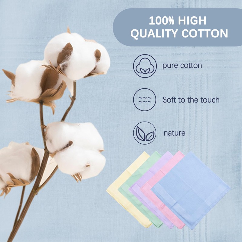 5-Piece Satin Handkerchiefs, Soft Cotton Handkerchiefs, Face Washcloths, Handkerchiefs in