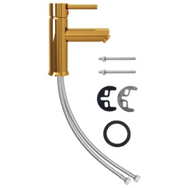 vidaXL Washbasin Mixer Tap Bathroom Sink Mixer Tap Bathroom Sink Tap Golden 130 x 176 mm